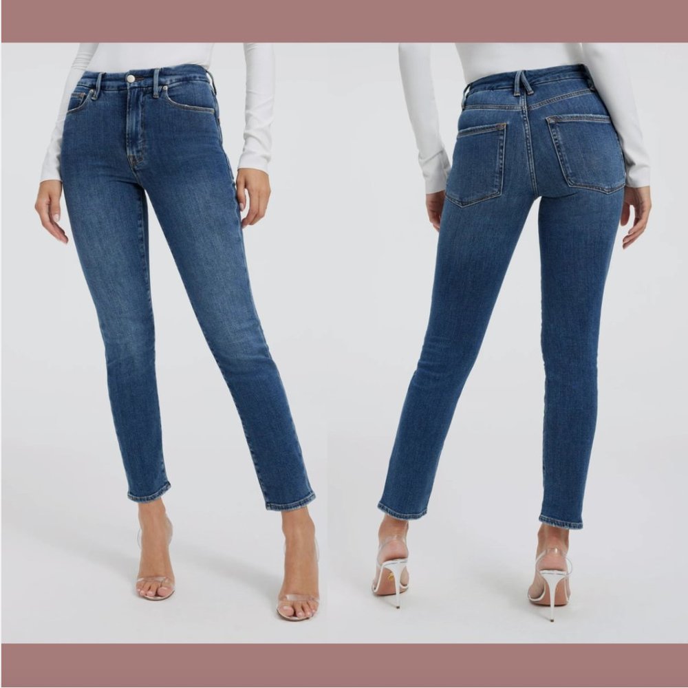NWT $145 Good American [ 18 ] Good Classic Slim Straight‎ Cashmere Jeans #Q424